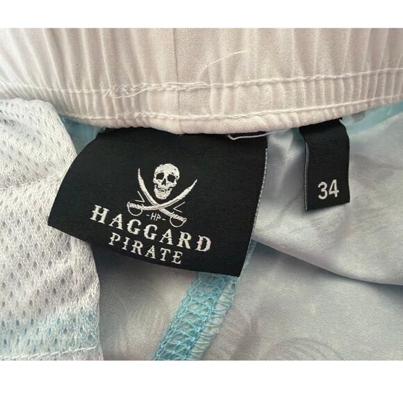 Haggard Pirate Light Blue Paradise Volleyball Shorts Men’s Size 34 - Picture 6 of 6